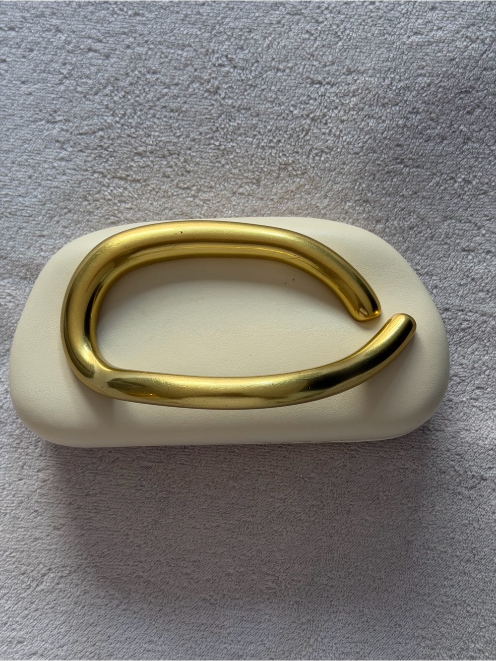 Zara Cream Mini Clutch Gold Metal Handle Crossbody Evening Bag
